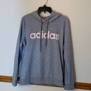 Adidas sweatshirt - gray with pink logo - pockets on each side